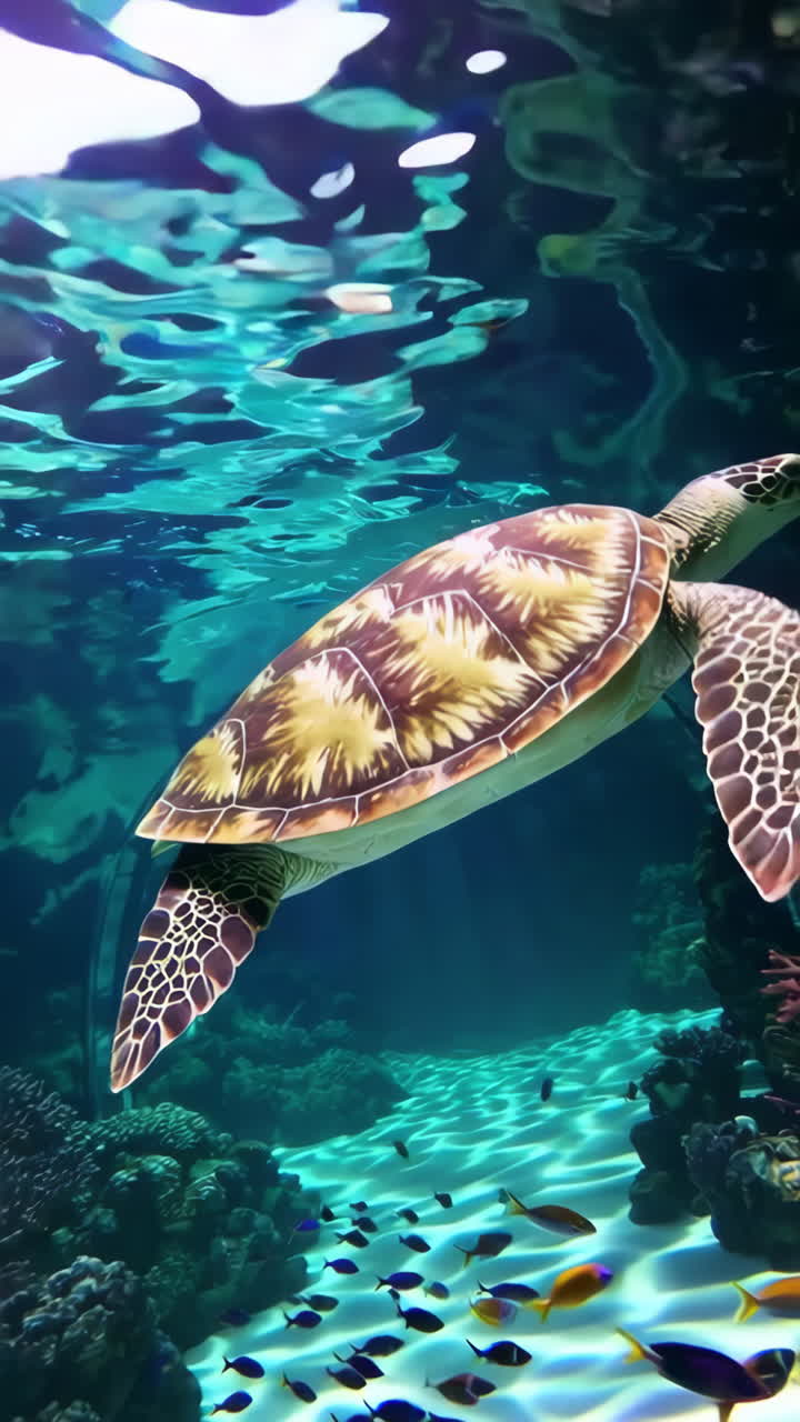 Sea Turtle in a Coral Reef Underwater