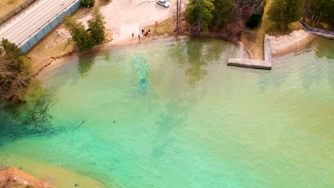 drone shot of torch lake, michigan