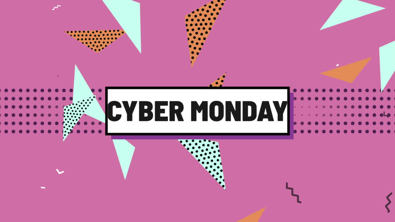 cyber lunes texto con el patrón de memphis