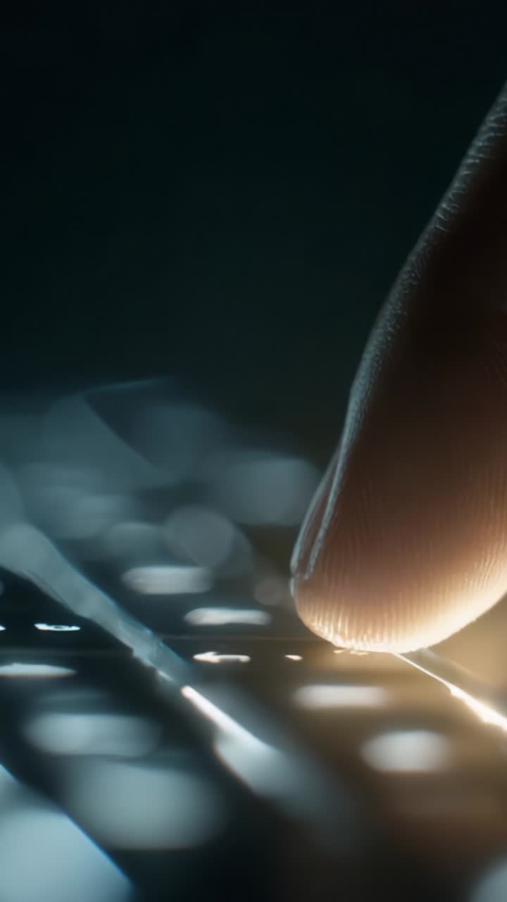 A Close-Up Exploration of Finger Movement on a Keyboard, Capturing the Intricacies of Technology and the Human Touch with Stunning Visual Detail