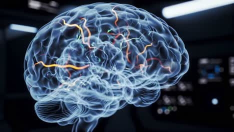 3d model of a glowing brain