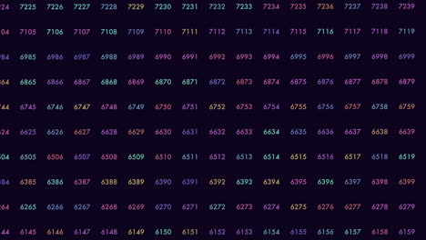 random numbers pattern in rows on dark space