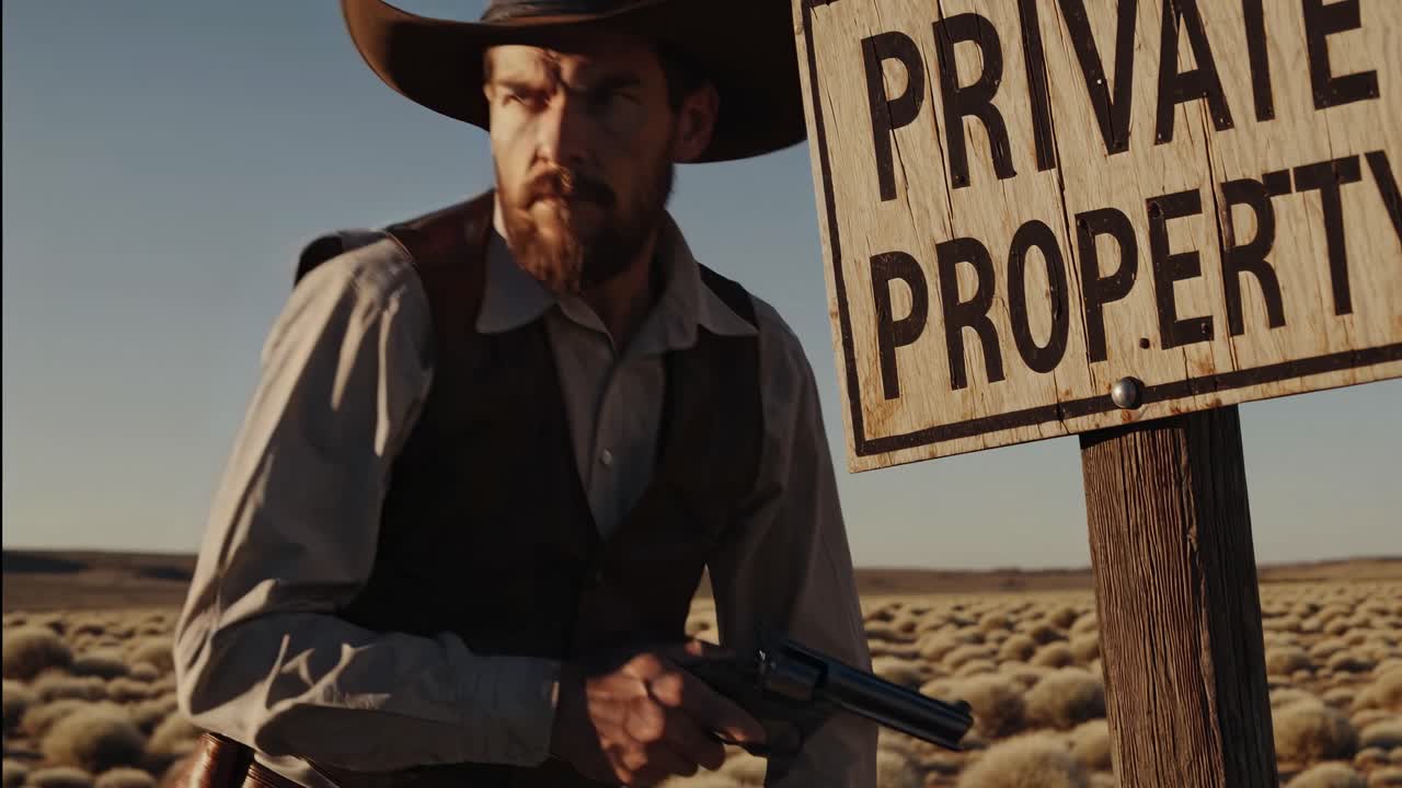 Cowboy with Gun in Desert