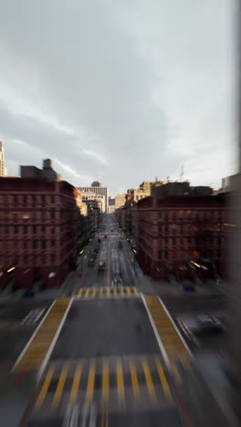 aerial view of a city street with traffic