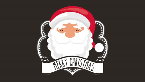 happy merry christmas card with santa claus head and ribbon