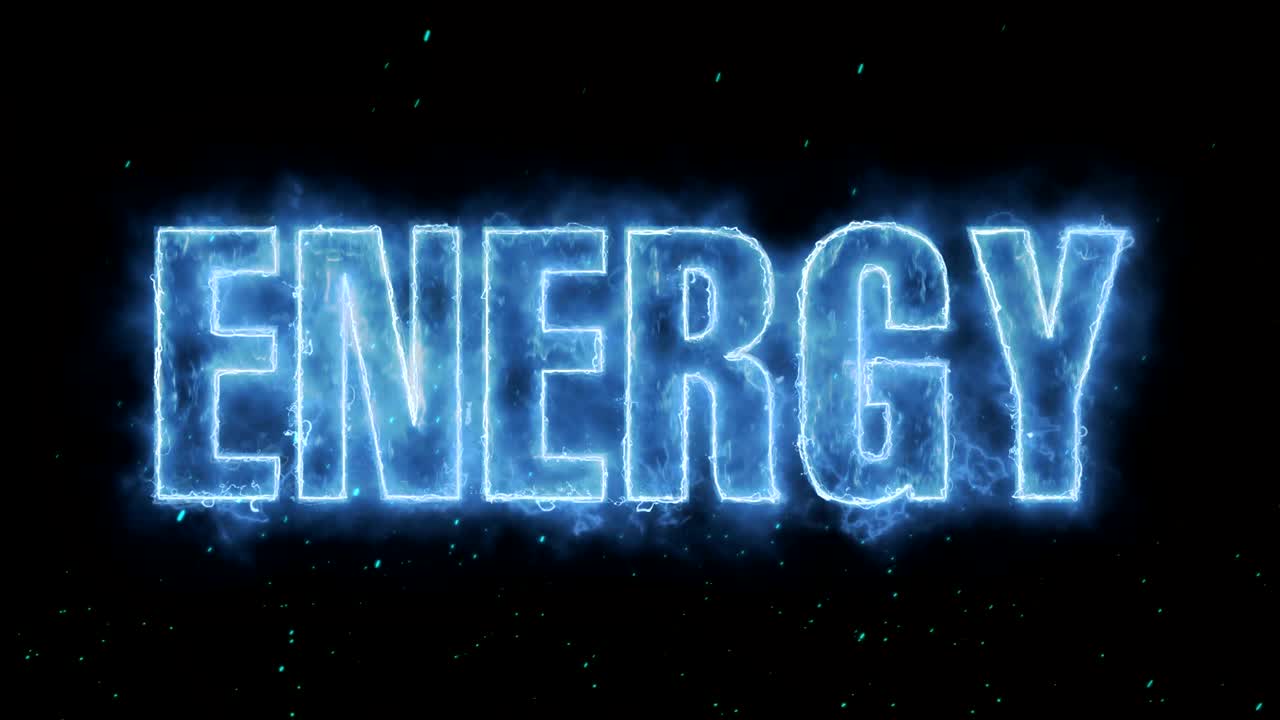 Energy Word Hot Burning on Realistic Fire Flames Sparks And Smoke continuous seamlessly loop Animation