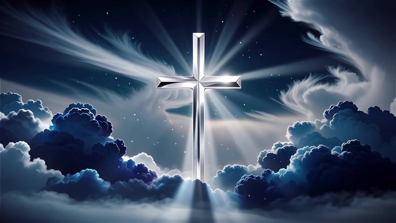 Christian Cross Heavenly Light Worship Background
