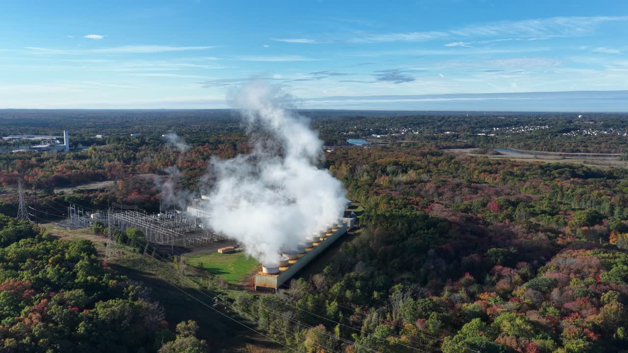 Aerial view of a Cogen power plant operating in Sayreville, New Jersey