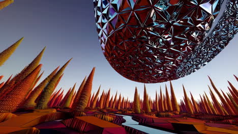 surreal alien landscape with crystalline object