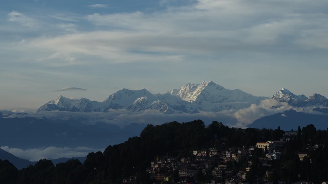 Kanchenjunga mountain is visible in the distance