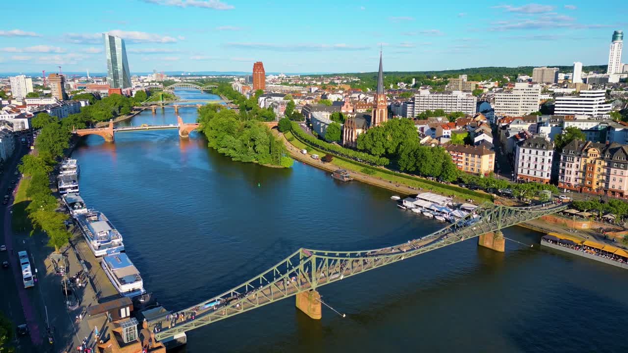 Frankfurt Cityscape with Main River and Bridges