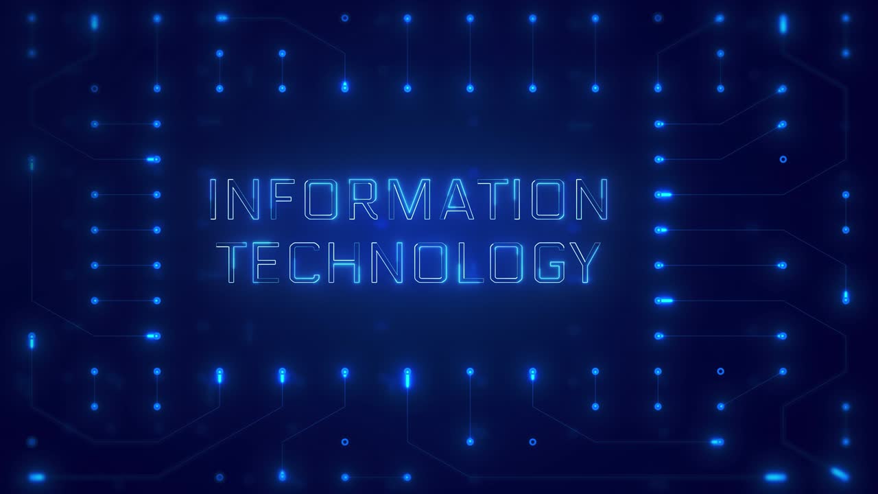 Information Technology Text on Digital Circuit Board Animation