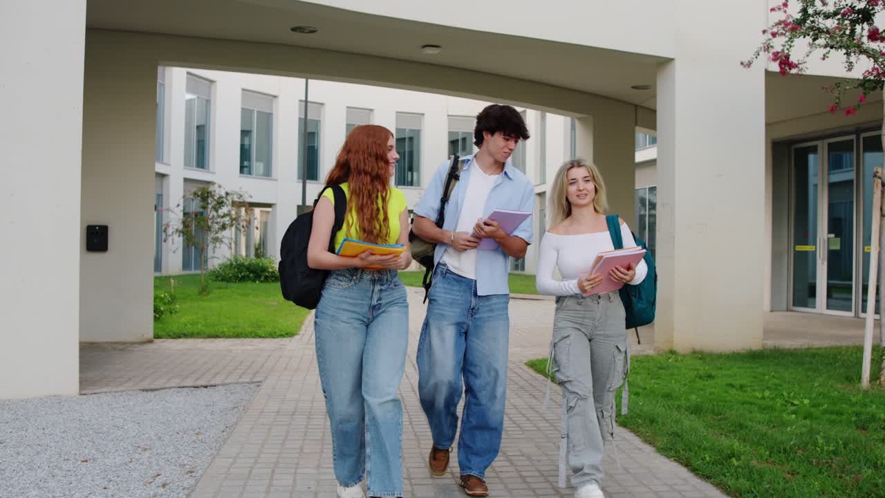 Students walking on college campus