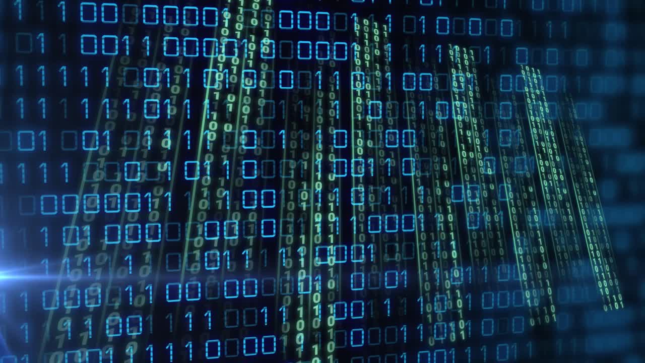 animación del procesamiento de datos sobre un fondo negro