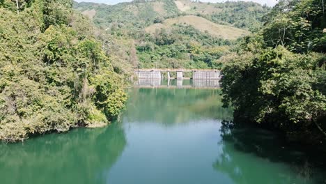 presa de tireo, lake in tireus dam with green forest in loma de blanco, bonao, dominican republic