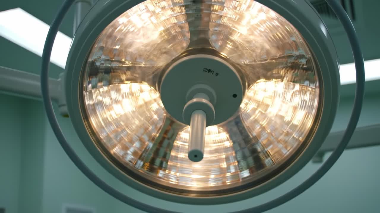Bright lights illuminate a modern operating room, enhancing visibility for precise surgeries. Surgeons rely on clear lighting for accuracy and safety during medical procedures.