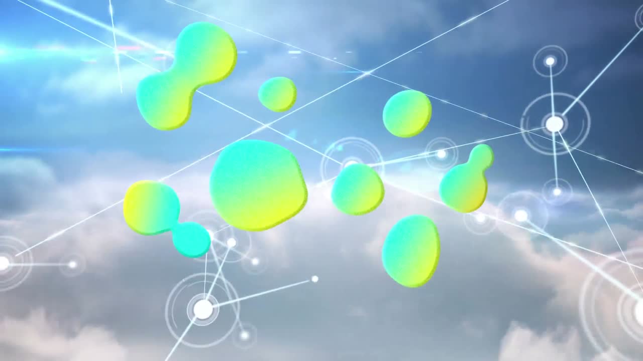 통계와 연결된 네트워크를 통해 빛나는 애니메이션