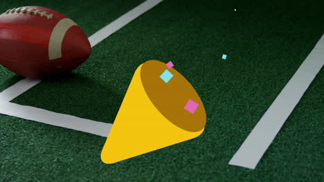 animation of confetti corn over american football ball