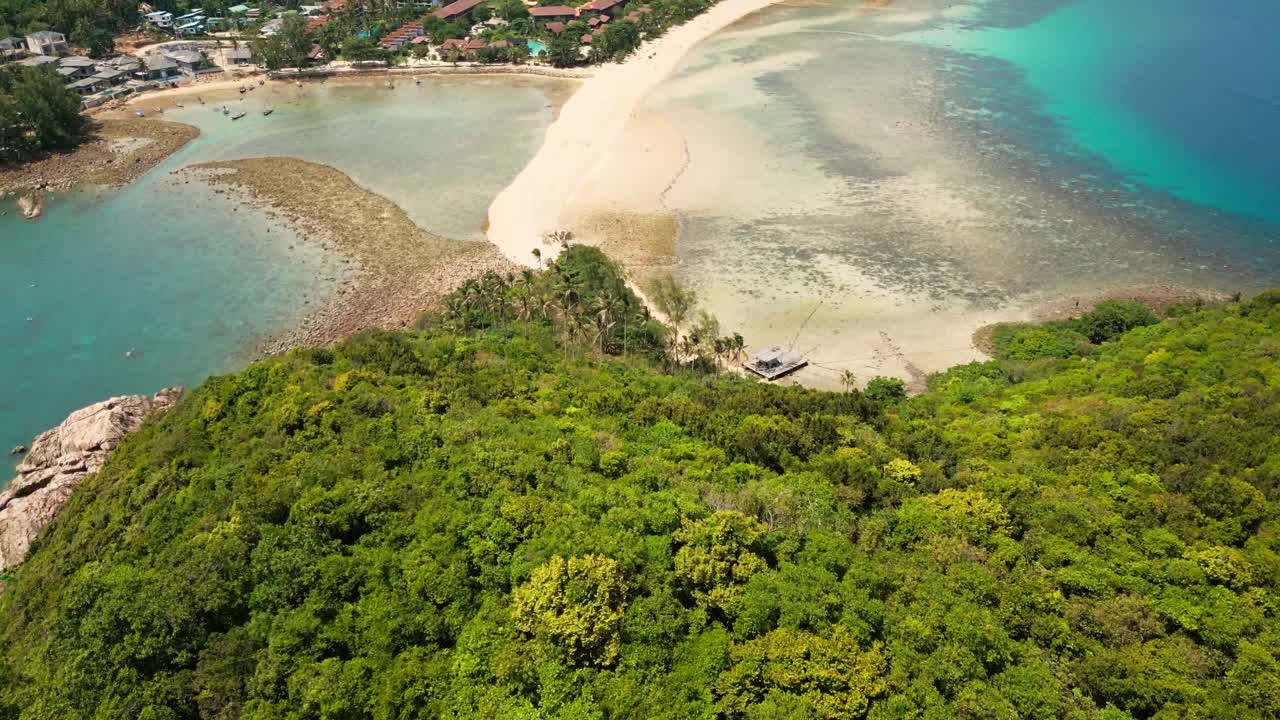 Aerial view of Ko Pha Ngan or Koh Phangan Island in Gulf of Thailand , Koh Nang Yuan Island white sand beach