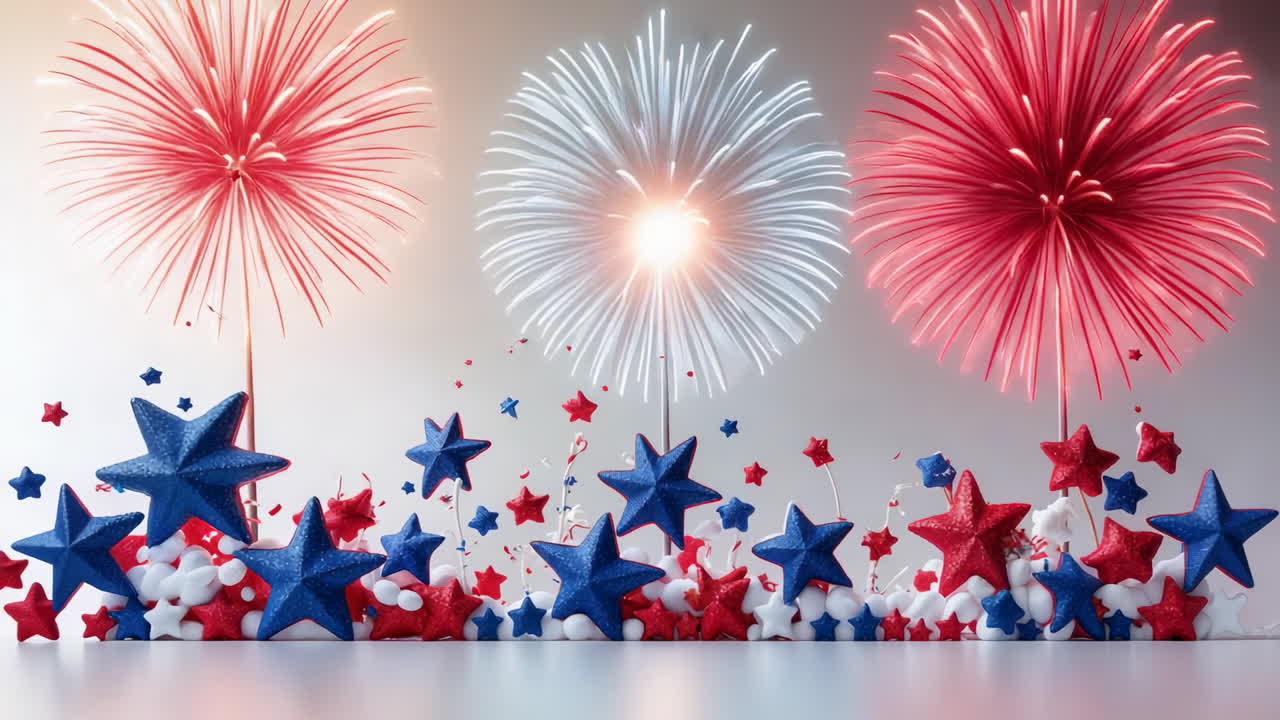Patriotic Fireworks and Stars Celebration