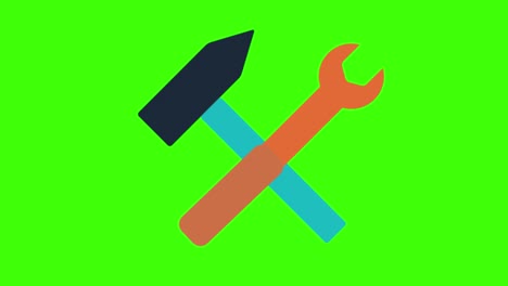 animación de un icono de opciones en una pantalla verde