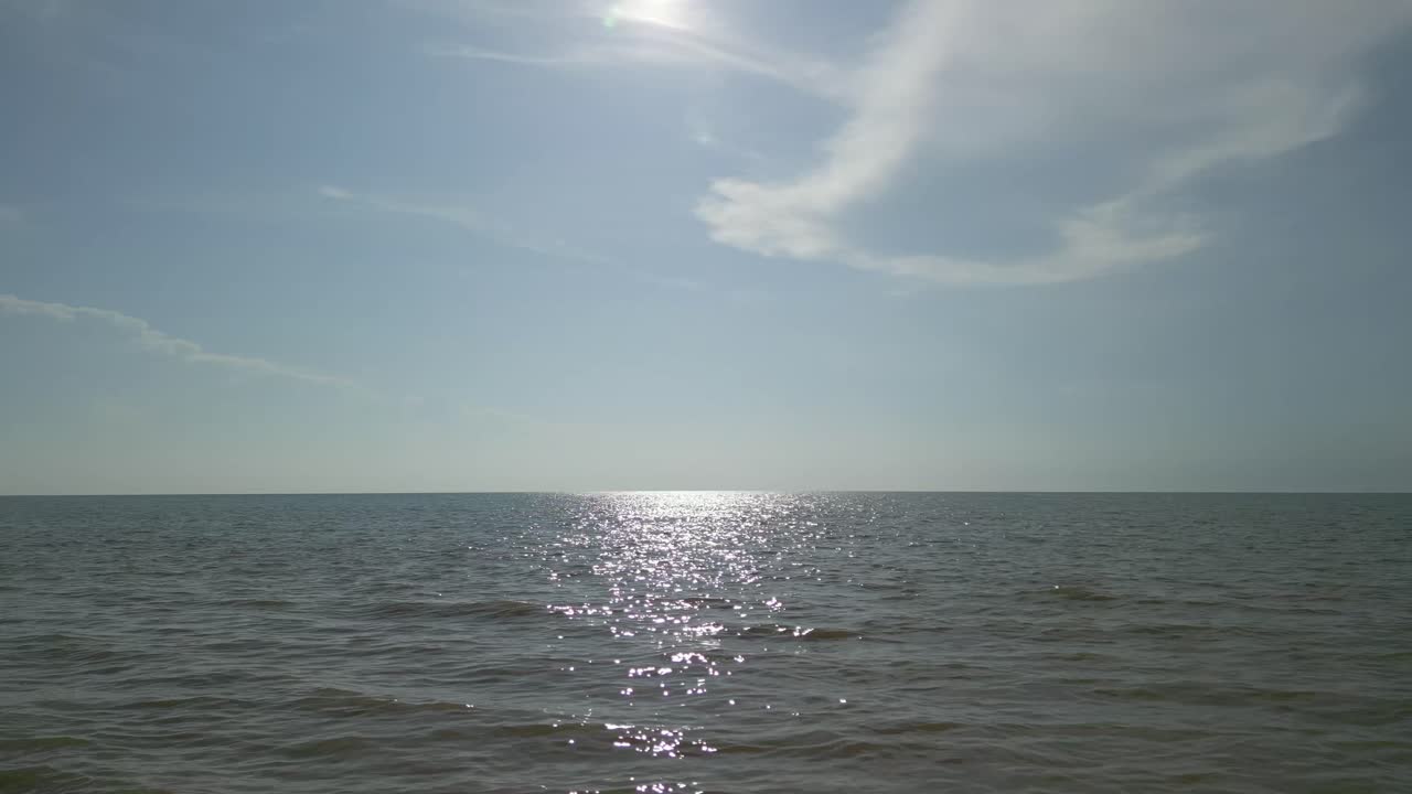 Aerial Drone View During Summer Alit Fishing Village,Kabong With, Facing Open Blue Sea, White Sandy Beach,Green Coconut, Palm Trees,And River,Sarawak,Borneo