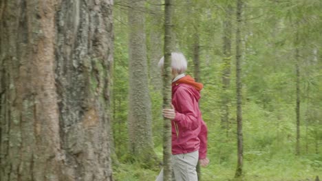 woman hiking in a forest