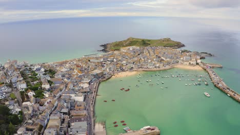 aerial view over the cornish coastal town of st ives