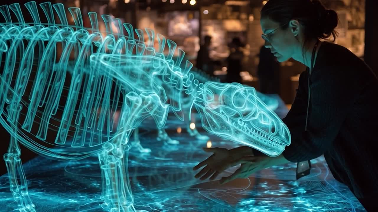 Explorando displays virtuais em uma exposição de museu de história natural