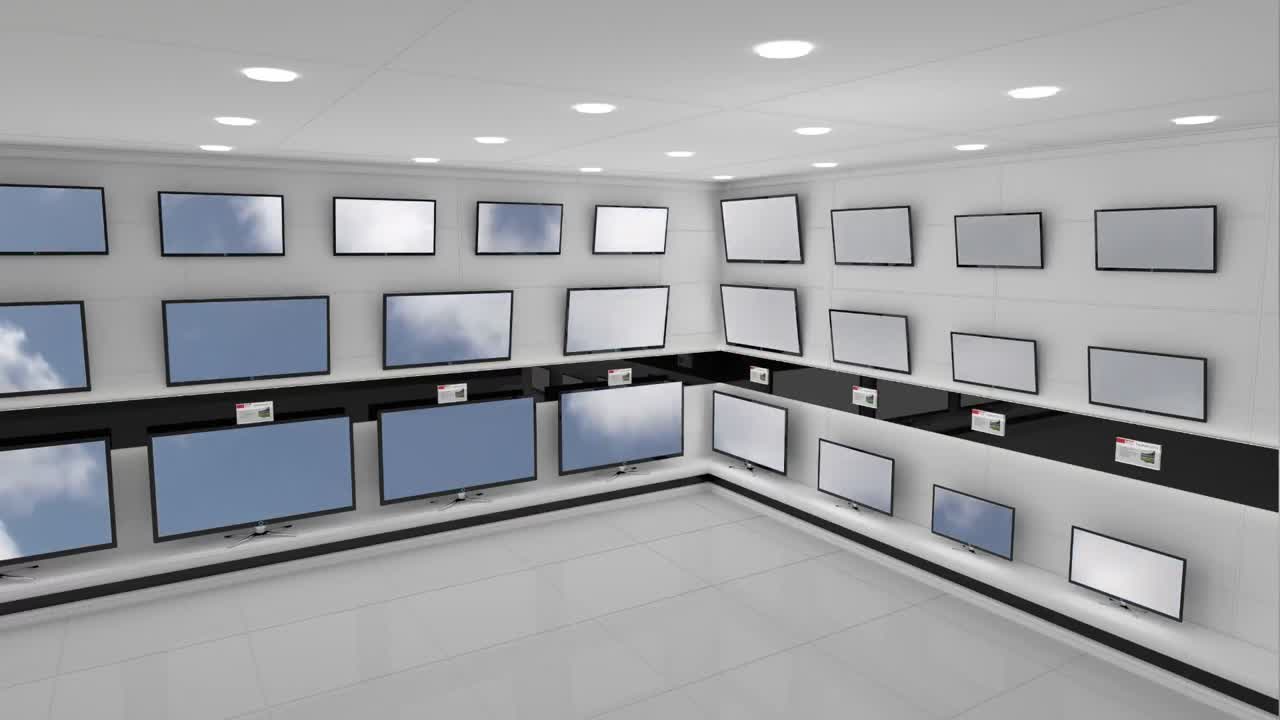 cielo azul y nubes en las pantallas de televisión