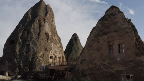 cave dwellings and rock formations in cappadocia