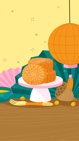 an animation of a flat background for mid-autumn festival celebration