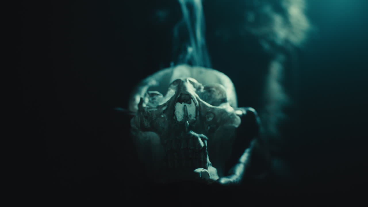 A creepy witch during the night storm