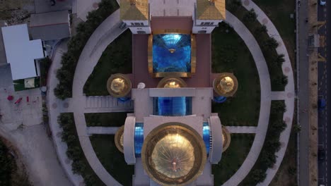 top aerial view, orthodox church in bar, montenegro