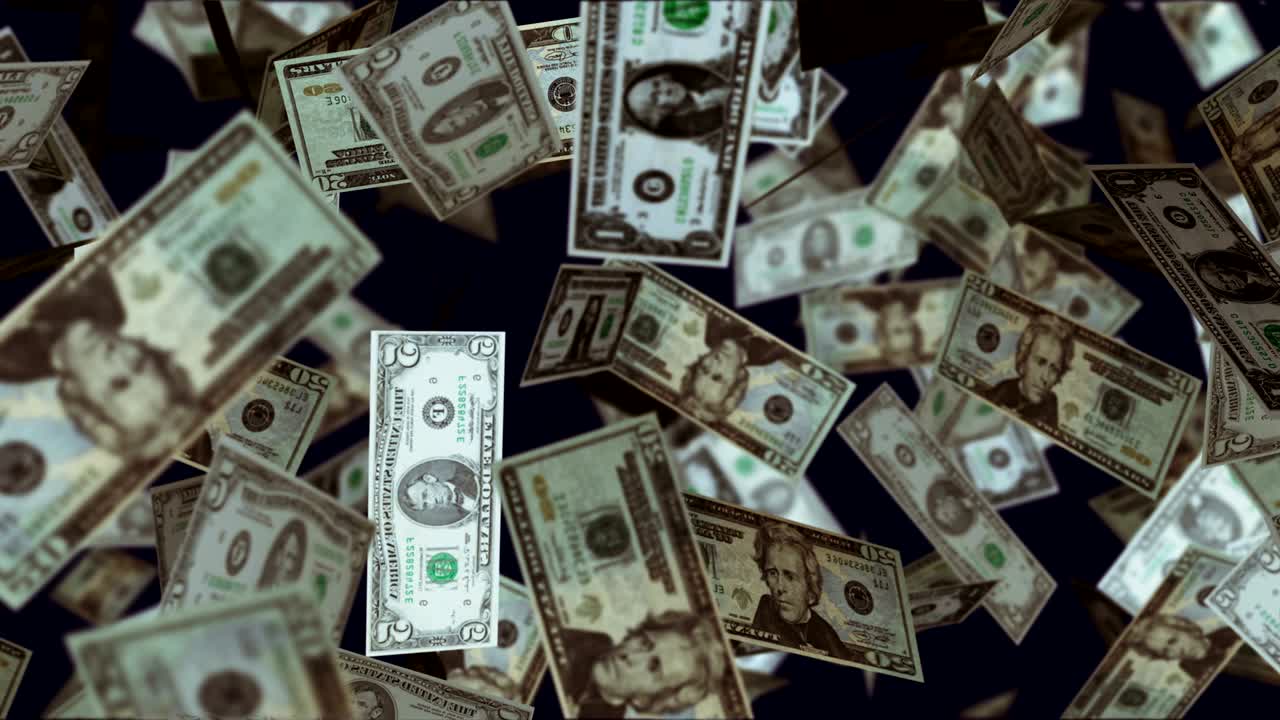 4K Falling Dollar Animation - Loopable