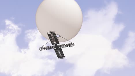 close establishing shot of spy balloon in the cloudy sky