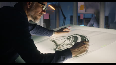 engineer drawing a vehicle design