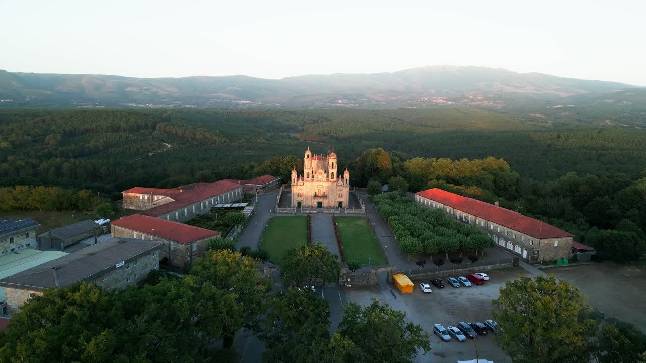 Aerial View Of Beautiful Milagros Temple And Gardens On Summer Sunset