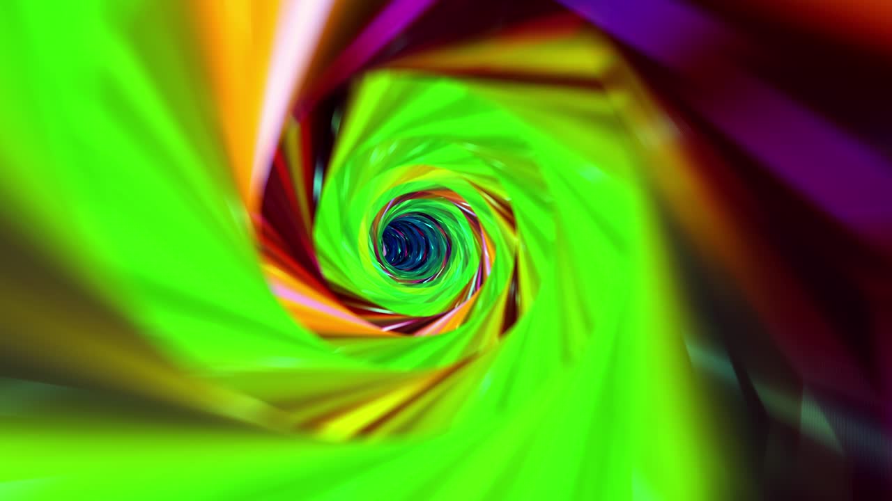 Loop of Abstract hypnotic dark colorful hyperspace vortex warp tunnel through time and space animation. Loop Sci-Fi interstellar travel through wormhole in hyperspace vortex tunnel.