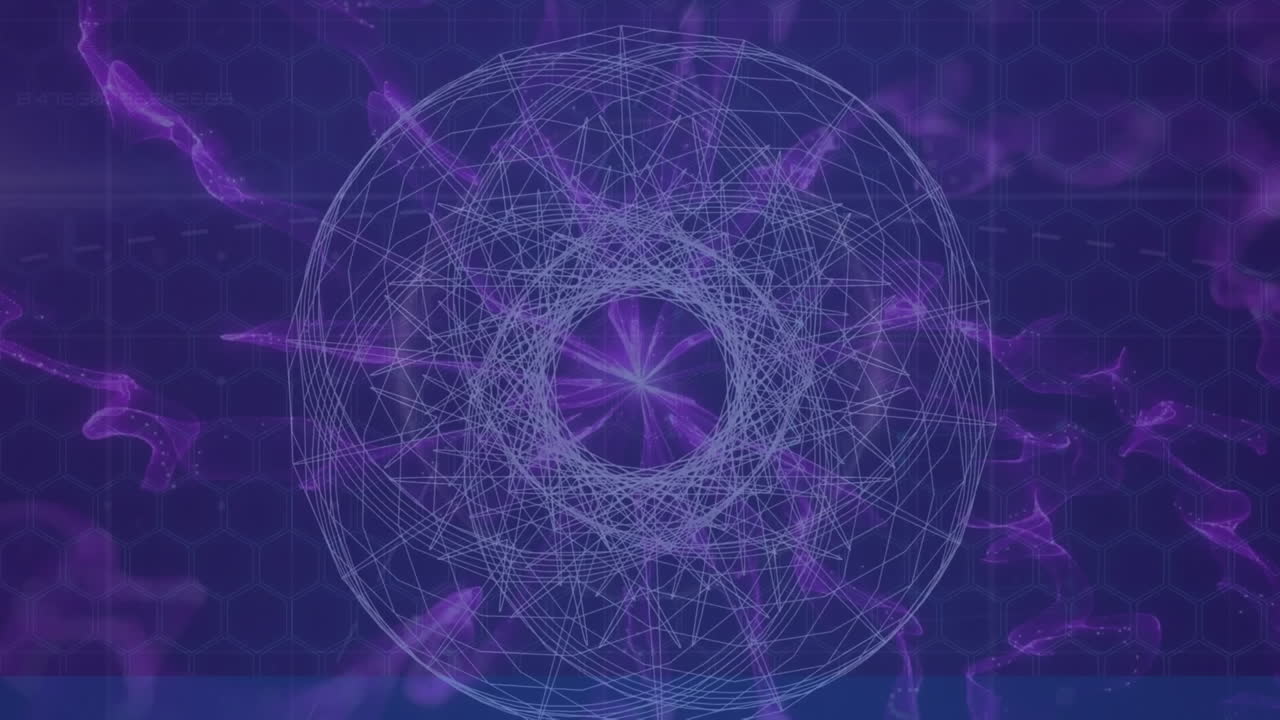 animación de una red de conexiones sobre formas en movimiento