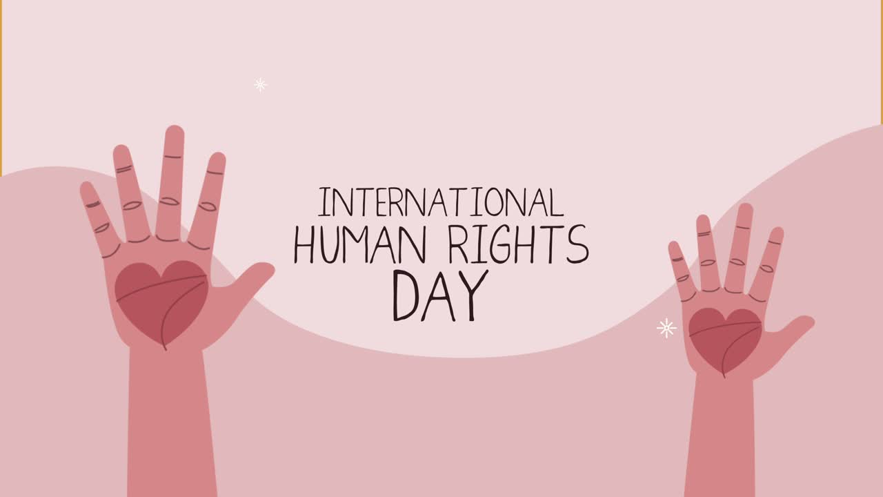 human rights lettering animation with heart in hand