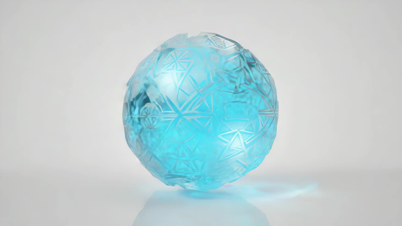 Glowing Blue Crystalline Orb with Geometric Patterns
