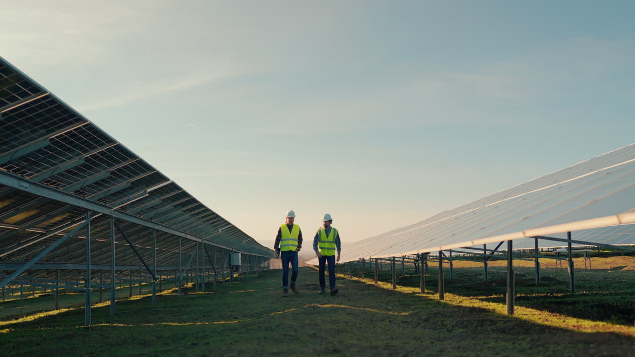 Engineers at a Solar Panel Farm