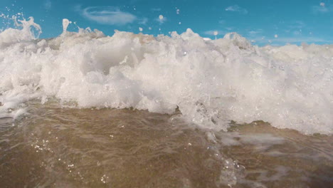 inside-a-wave-on-the-beach,-underwater,-in-the-Caribbean