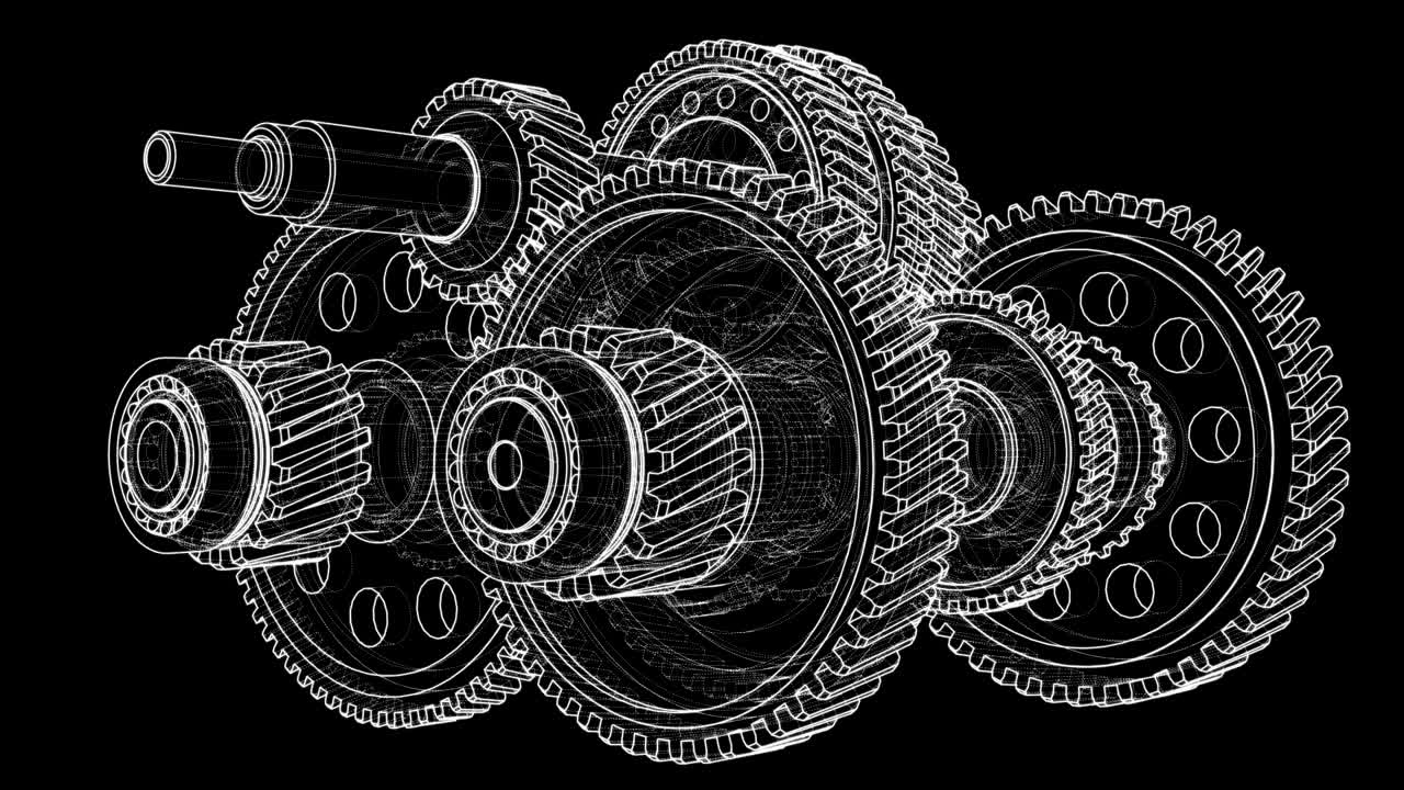 기어박스 컨셉 3d 일러스트레이션 비디오