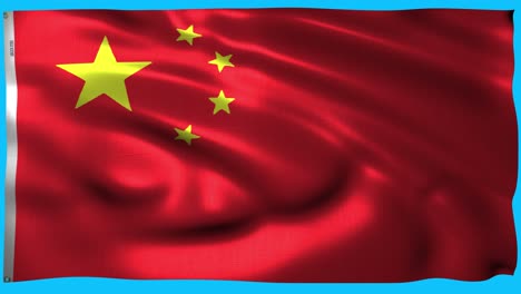 Flagge-Chinas,-Grüner-Bildschirm---Blauer-Bildschirm