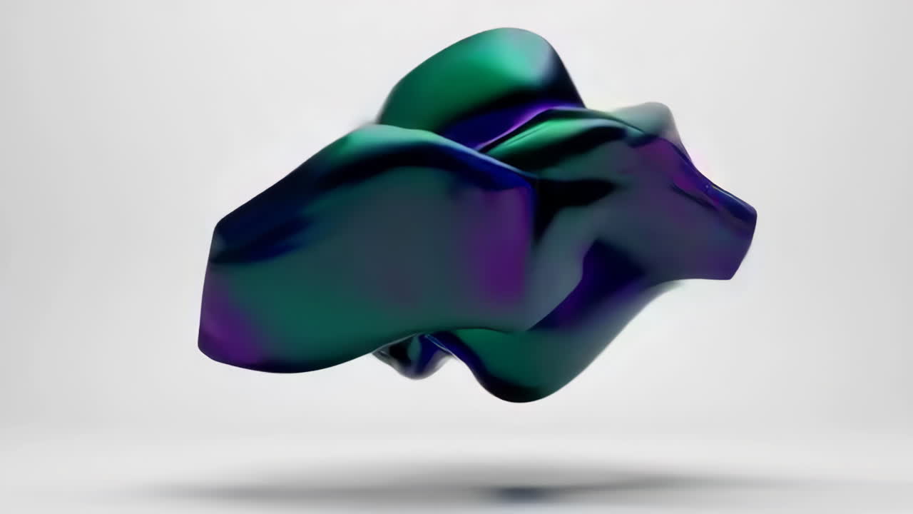Abstract Iridescent Fluid Forms with Color Shift