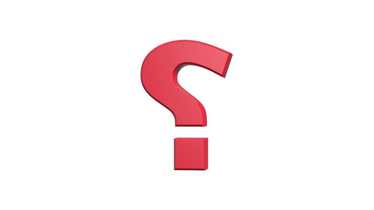 Question mark spinning on white background Red