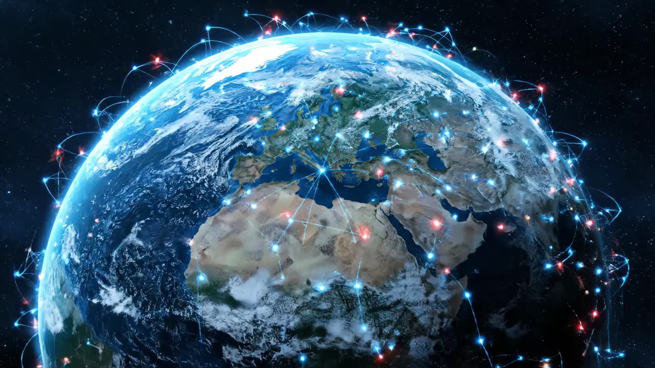 World map with connections