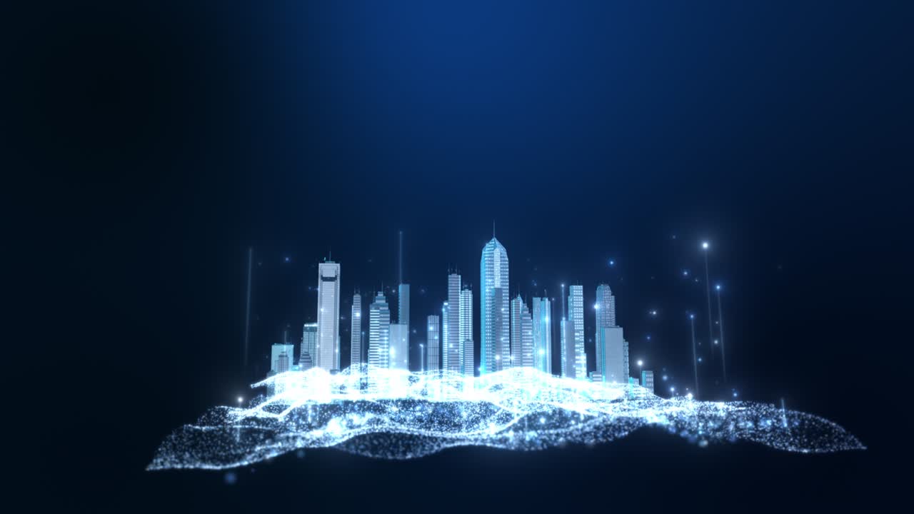미래의 디지털 도시 스카이라인, 빅데이터, 인공지능, 사물인터넷